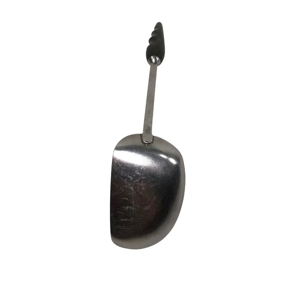 Vintage Stainless Steel Serving Spoon and Spatula Set with Black